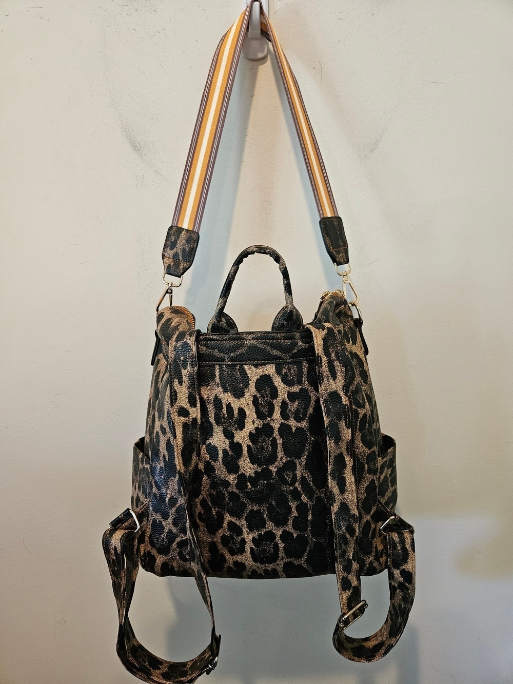 Modern + Chic Brielle Leopard Print Convertible Women’s Backpack Shoulder Bag